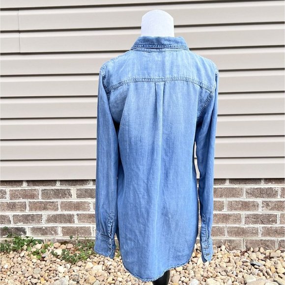 Buffalo David Bitton Womens Chambray Denim Long Sleeve Buttton Down Size Small - Picture 4 of 10